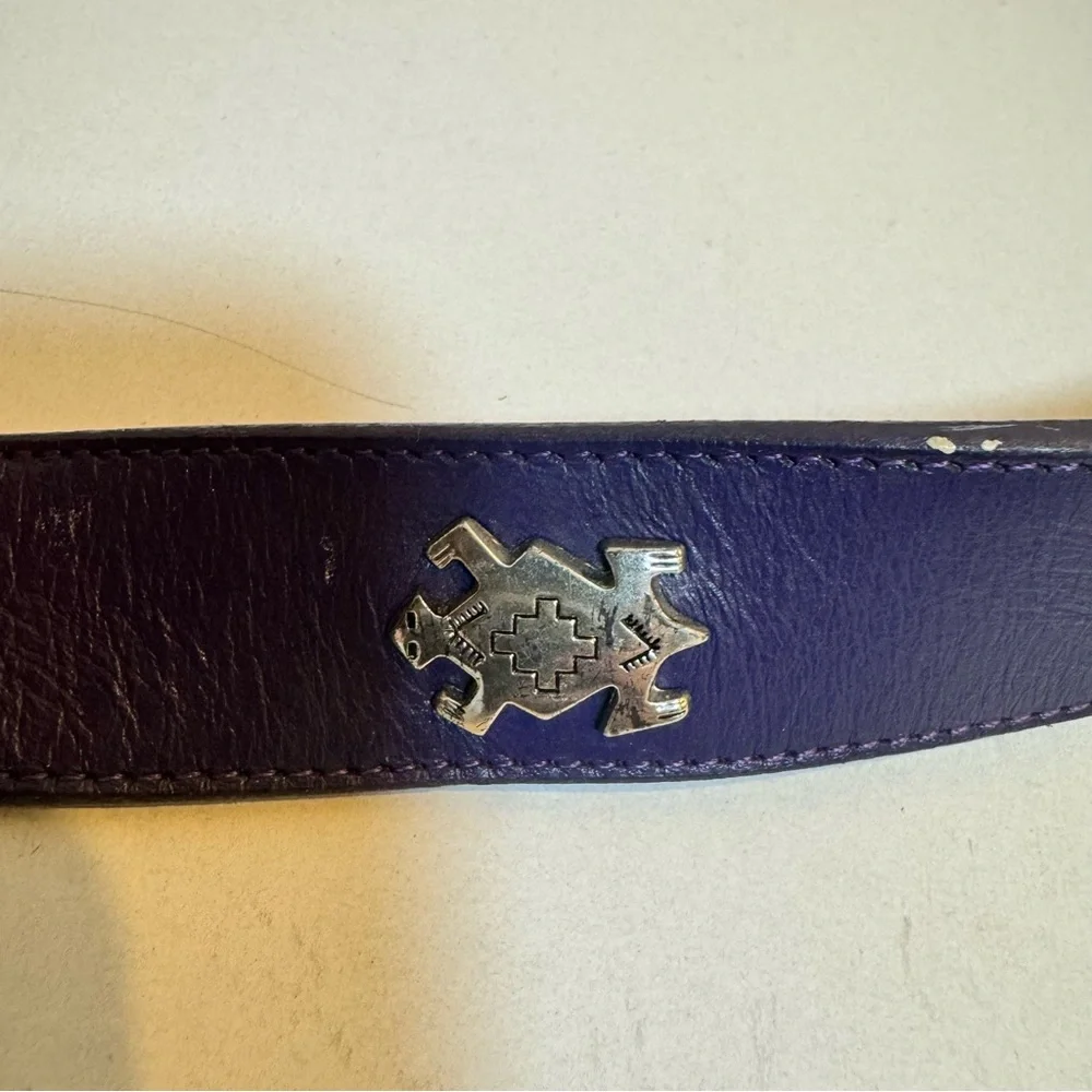 Silver Creek Vintage‎ 90s Y2K Navy Women's Concho Belt 32 Leather Western Animal